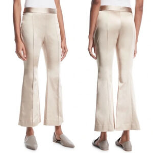 New Rosetta Getty Flared Leg Duchess Satin Pants Champagne Designer Luxury 10
